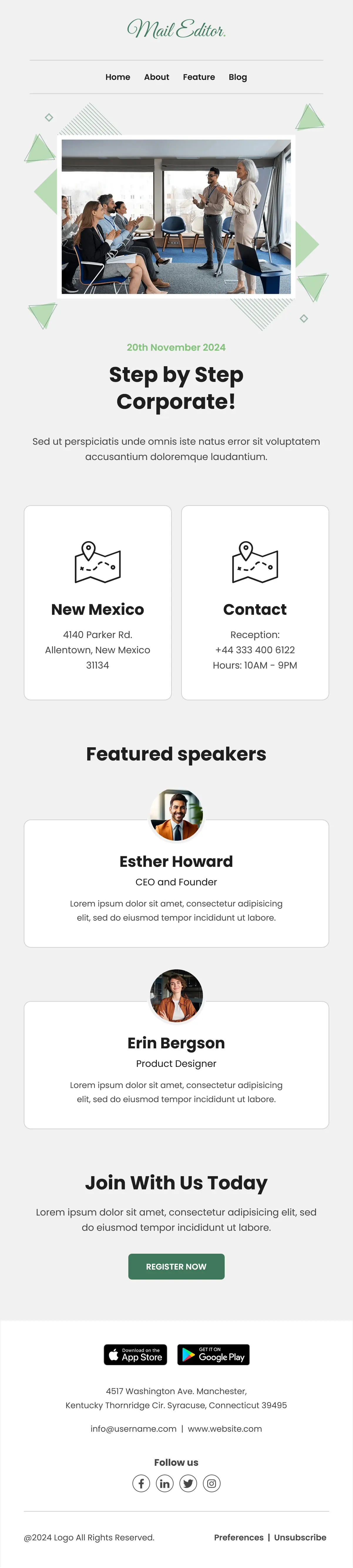 Corporate Event Registration Newsletter Template | Maileditor